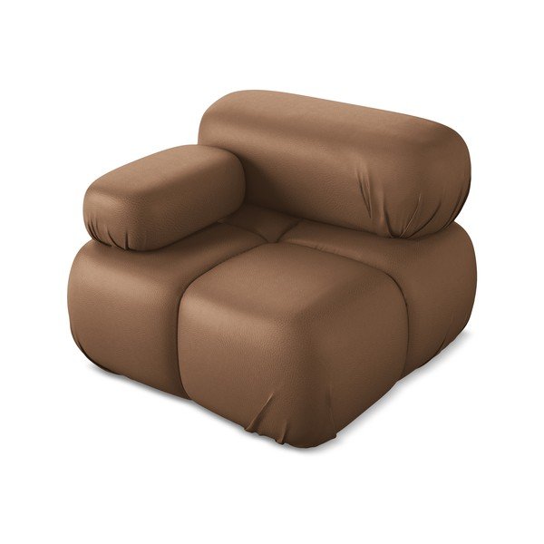 Brązowy moduł sofy z imitacji skóry (lewostronny) Lokua – Makamii-image-1