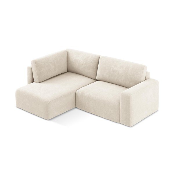 Kremowy rozkładany/ze schowkiem narożnik z tkaniny szenilowej (lewostronny/w kształcie litery L) Kona – Makamii-image-3