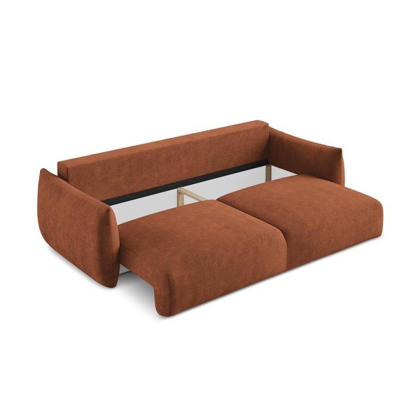 Rozkładana sofa z tkaniny szenilowej w kolorze terakoty 230 cm Leila – Makamii-image-4