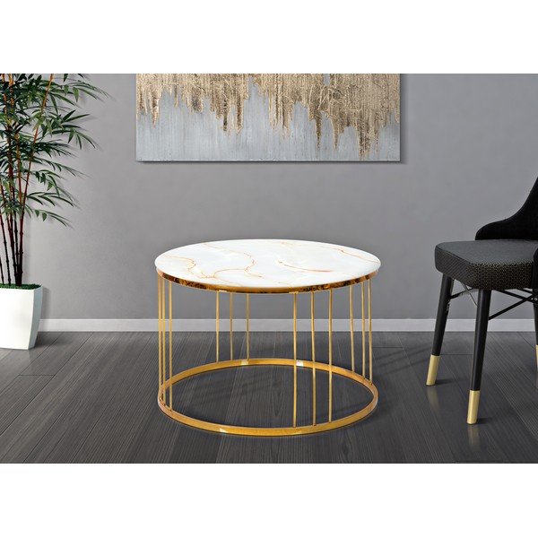 Stolik w złotym kolorze Mauro Ferretti Simple Paris, ⌀ 70 cm-image-1