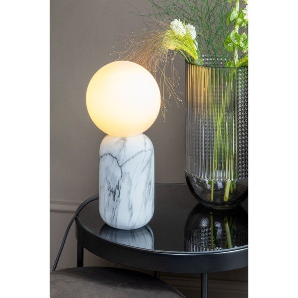 Biała lampa stołowa w dekorze marmuru Leitmotiv Gala, wys. 32 cm-image-1