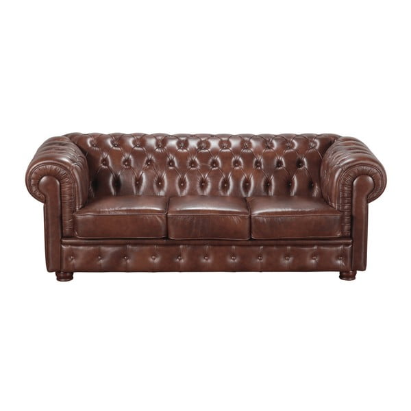 Brązowa sofa trzyosobowa ze skóry Max Winzer Bristol