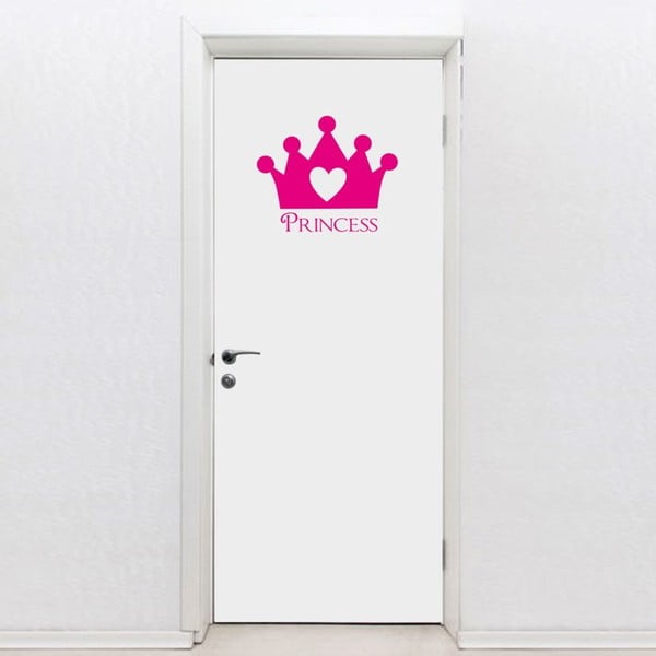 Różowa naklejka na drzwi Princess