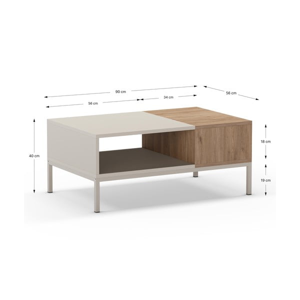 Kremowy stolik 56x90 cm Cailin – Marckeric-image-4