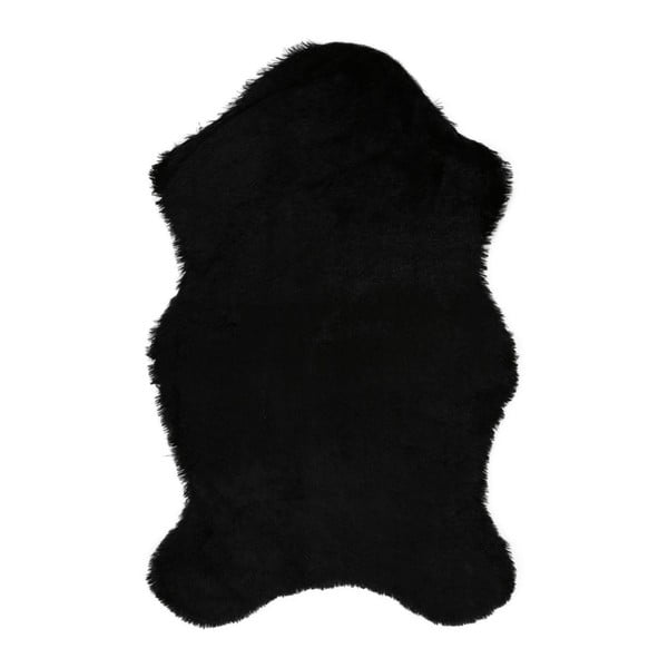 Czarny dywan ze sztucznej skóry Pelus Black, 60x90 cm