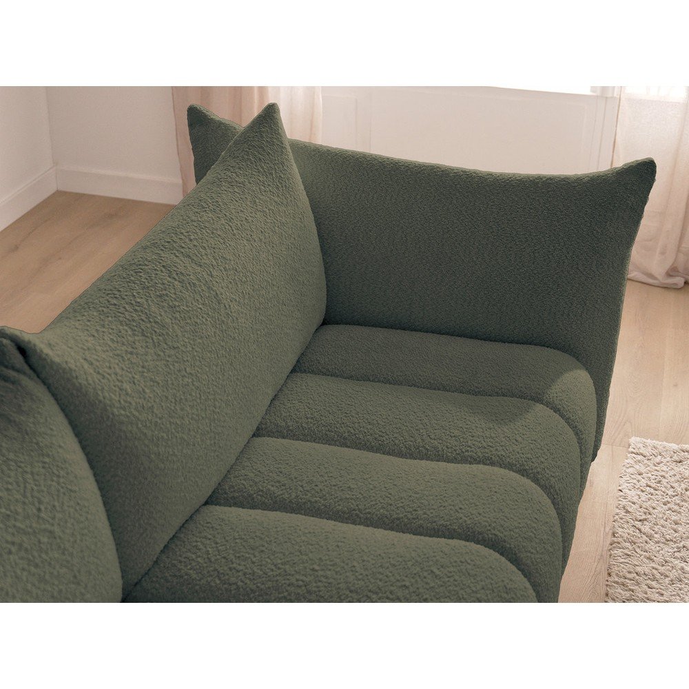 Zielony narożnik z materiału bouclé (prawostronny/z szezlongiem) Azra – Bobochic Paris (zdjęcie 2)