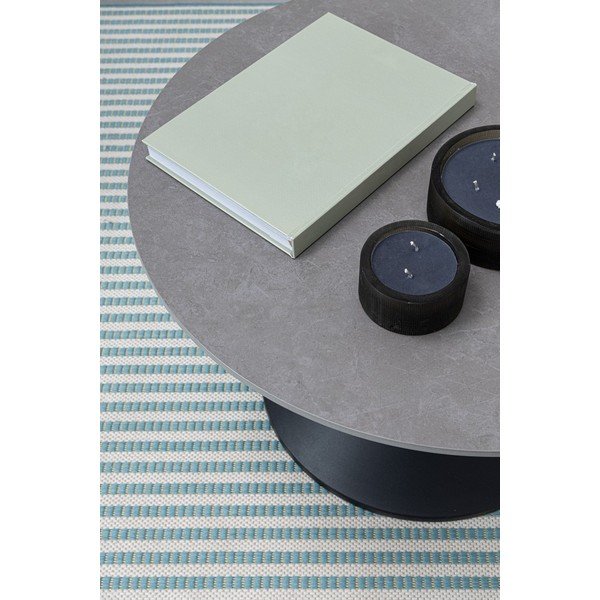 Czarny okrągły stolik z blatem w dekorze marmuru ø 70 cm Joona – Bizzotto-image-3