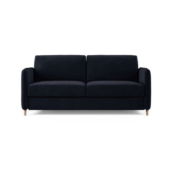 Niebieska aksamitna sofa do spania 184 cm – Micadoni 