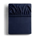 Ciemnoniebieskie dżersejowe prześcieradło z gumką 160x200 cm Amber – Restilo