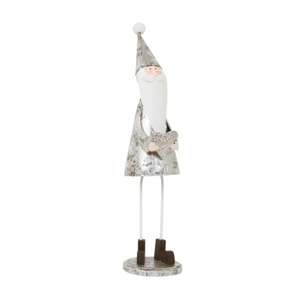 Dekoracja Archipelago Silver Santa With Glitter Heart, 21,5 cm