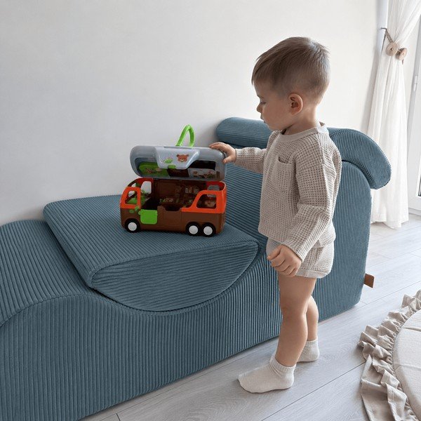 Turkusowy sztruksowy fotel dziecięcy Wave – Meowbaby-image-1