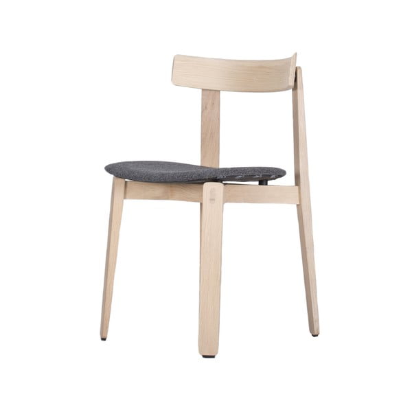 Krzesło z litego drewna dębowego z ciemnoszarym siedziskiem Gazzda Nora