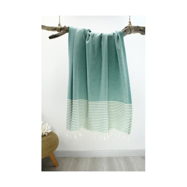 Ręcznik hammam Marine Style Green & White, 100x180 cm