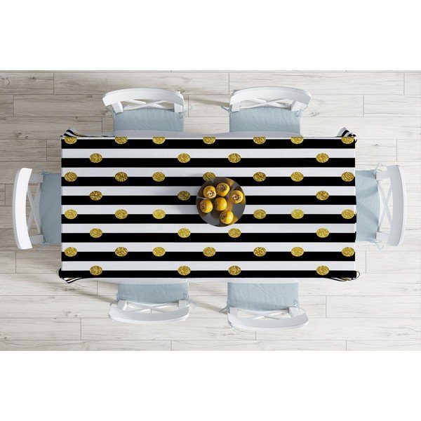 Obrus z domieszką bawełny Minimalist Cushion Covers Gold Dots, 140x180 cm-image-1