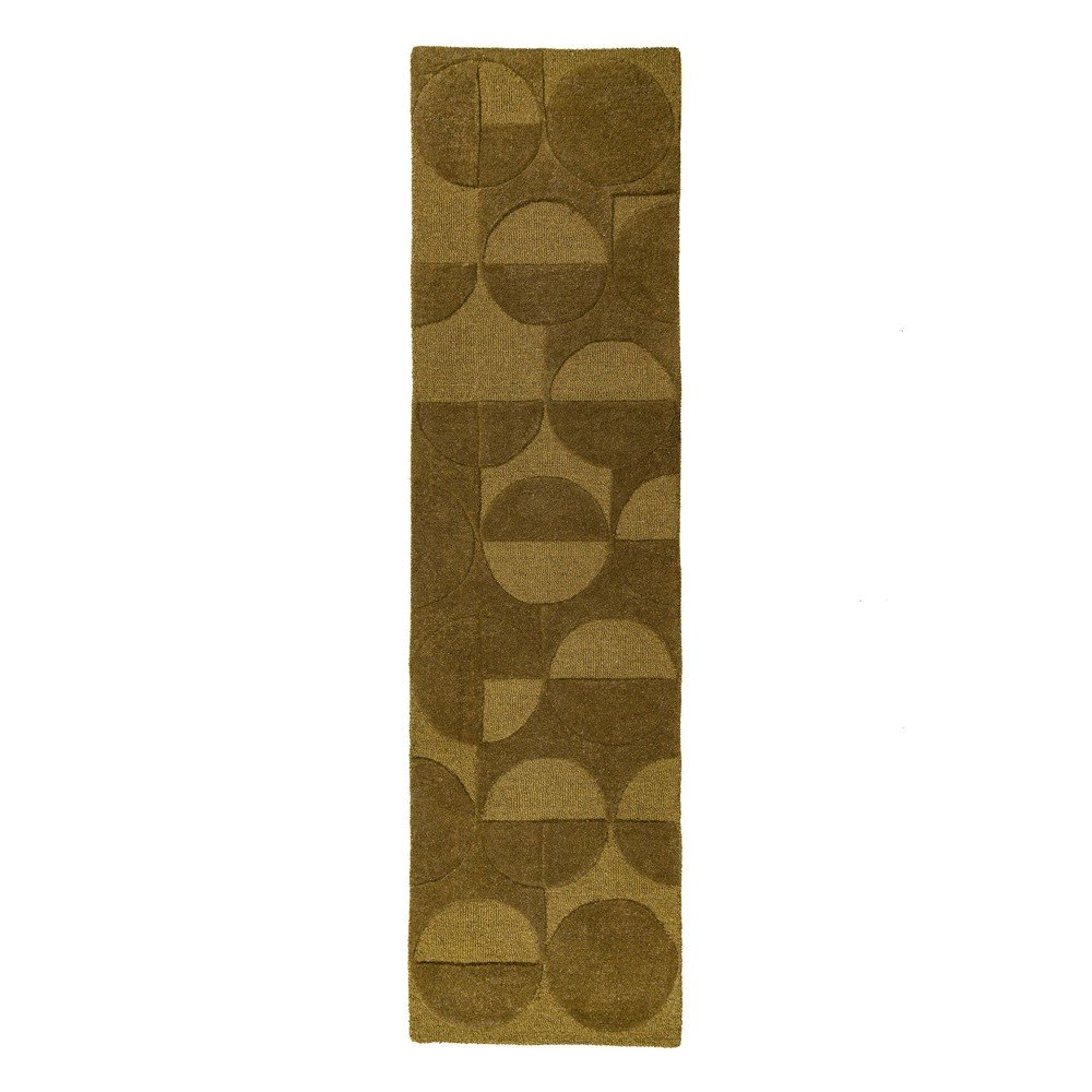 Ciemnozielony wełniany chodnik tkany ręcznie 60x230 cm Gigi – Flair Rugs