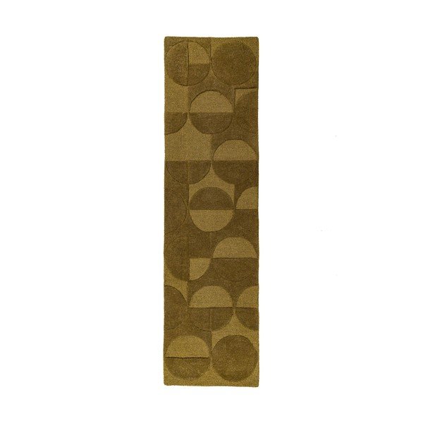 Ciemnozielony wełniany chodnik tkany ręcznie 60x230 cm Gigi – Flair Rugs