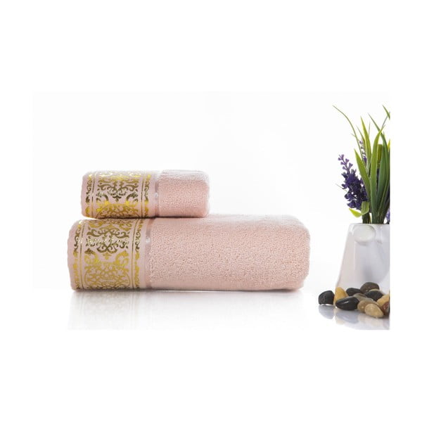 Zestaw 2 ręczników Flora V1, 30x50 cm + 50x90 cm