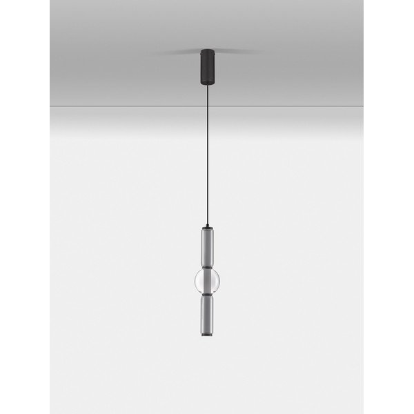 Szara szklana lampa wisząca LED ze ściemniaczem ø 12 cm Ulon – Nova Luce-image-1