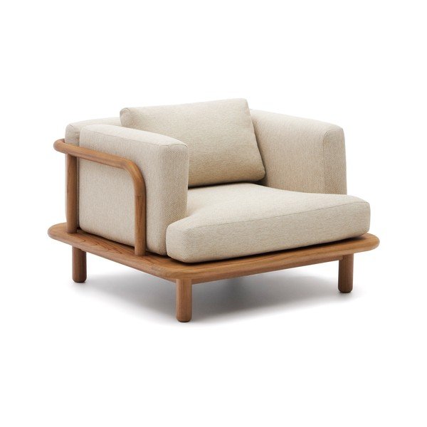 Beżowo-naturalny drewniany fotel ogrodowy Turqueta – Kave Home