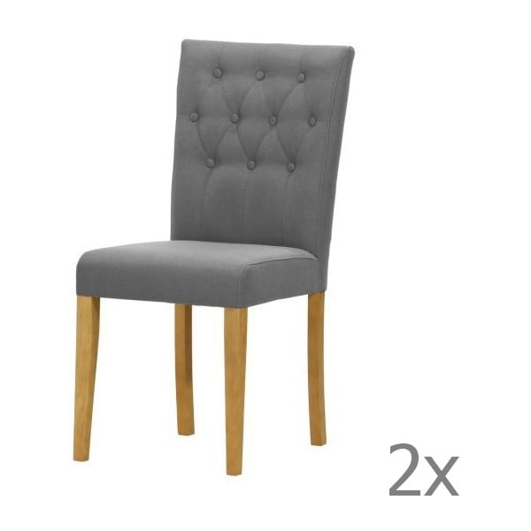 Komplet 2 krzeseł Monako Etna Dark Grey, naturalne nóżki