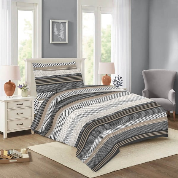 Czarno-brązowa bawełniana pościel jednoosobowa 140x200 cm Nela – Cotton House