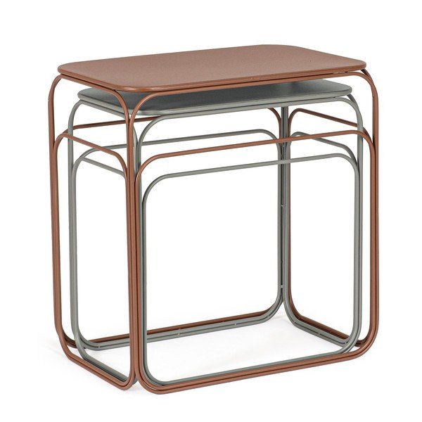 Szaro-ceglaste metalowe konsole zestaw 2 szt. 36x56 cm Clarity – Bizzotto-image-1