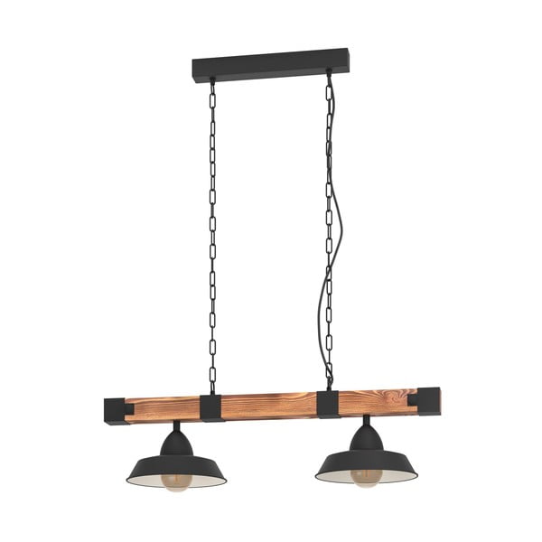 Czarno-naturalna lampa wisząca z metalowym kloszem OLDBURY – EGLO