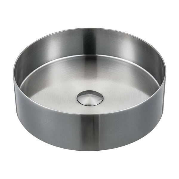 Okrągła umywalka ze stali nierdzewnej w kolorze srebra ø 38 cm Aurum – Sapho