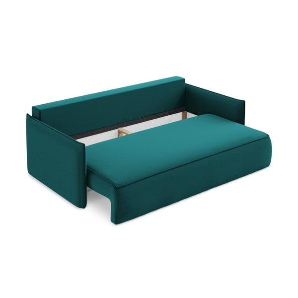 Turkusowa aksamitna rozkładana/ze schowkiem sofa 225 cm Hula – Makamii-image-3