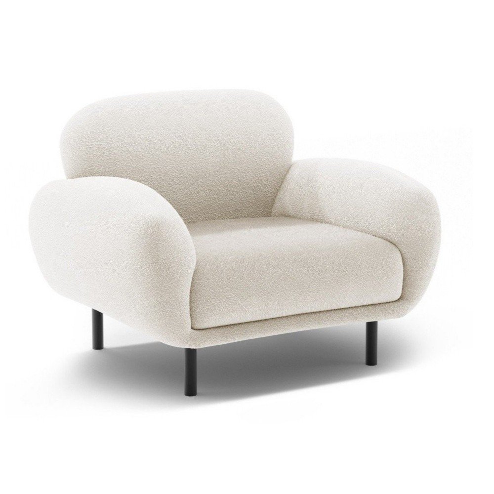 Biały fotel z materiału bouclé Poppy – Micadoni