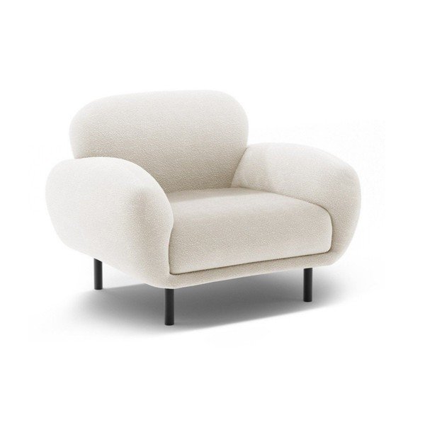 Biały fotel z materiału bouclé Poppy – Micadoni 