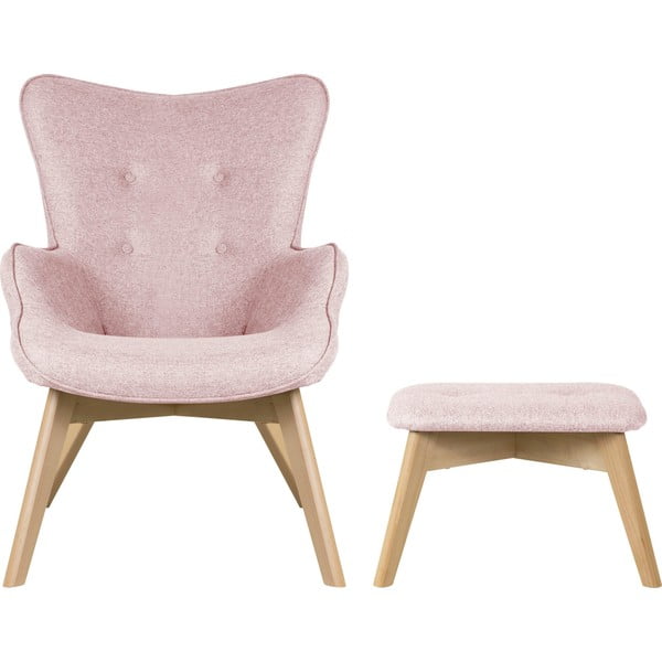 Jasnoróżowy fotel z podnóżkiem Niko – Ropez-image-2