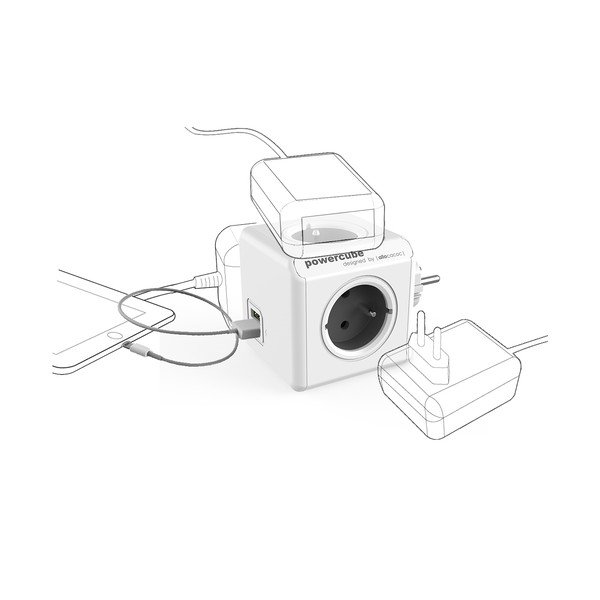 Rozgałęźnik do gniazdka 12 cm PowerCube Original USB – Cubenest-image-2