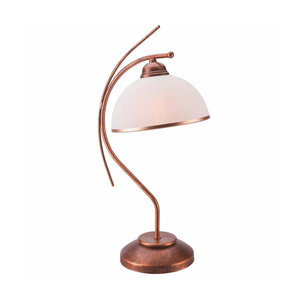 Ciemnobrązowa lampa stołowa ze szklanym kloszem (wys. 49 cm) Patrycja – LAMKUR