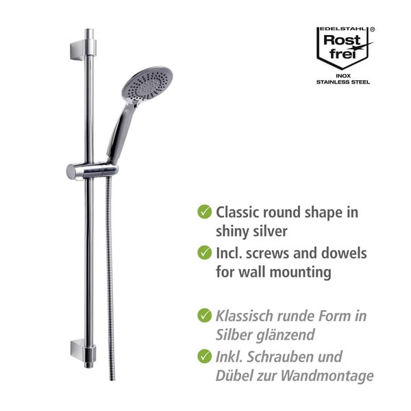 Zestaw prysznicowy ze stali nierdzewnej w kolorze błyszczącego srebra 66 cm Young – Wenko-image-3