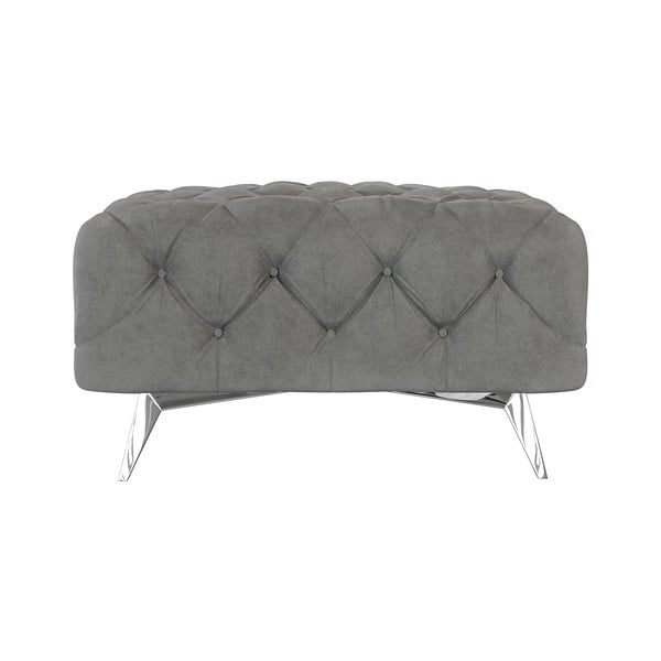 Szary aksamitny podnóżek Chelsea – Ropez