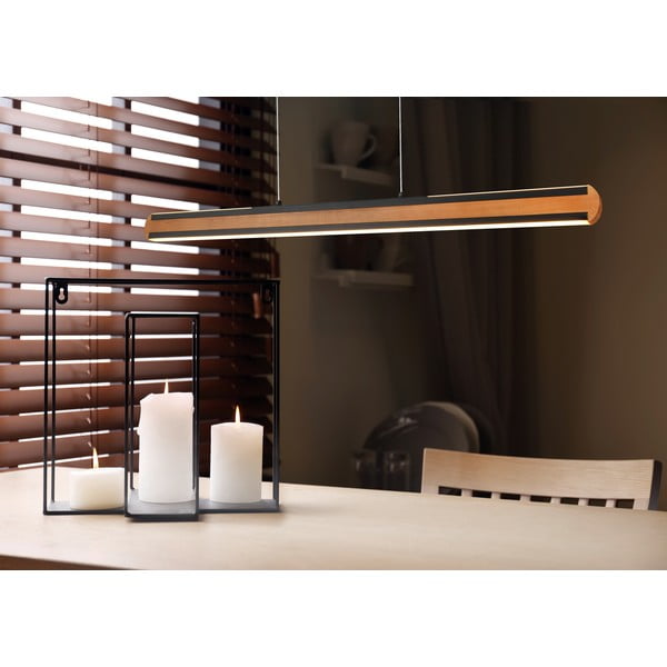 Czarno-naturalna lampa wisząca LED Deacon – Trio-image-1