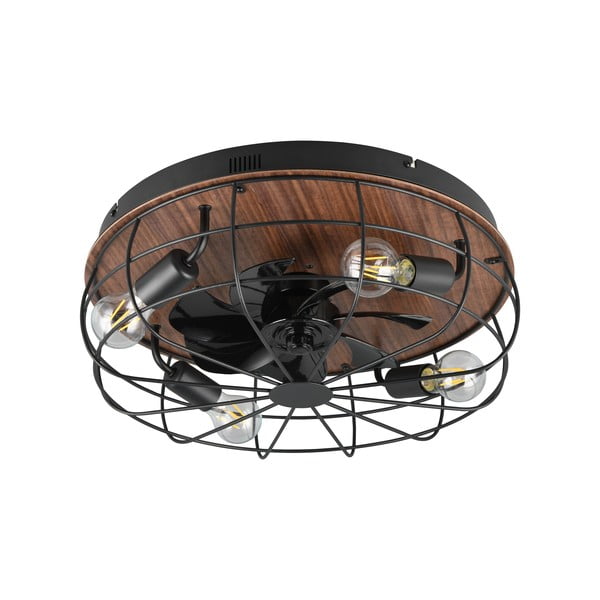 Lampa sufitowa ze zdalnym sterowaniem/z wentylatorem w kolorze matowej czerni/brązowa Trondheim – Trio