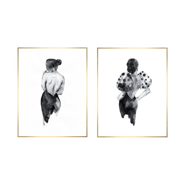 Obrazy zestaw 2 szt. 30x40 cm Woman Sketch – knor