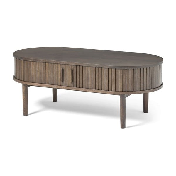 Stolik w dekorze dębu w ciemnym naturalnym kolorze 60x120 cm Meta – Unique Furniture