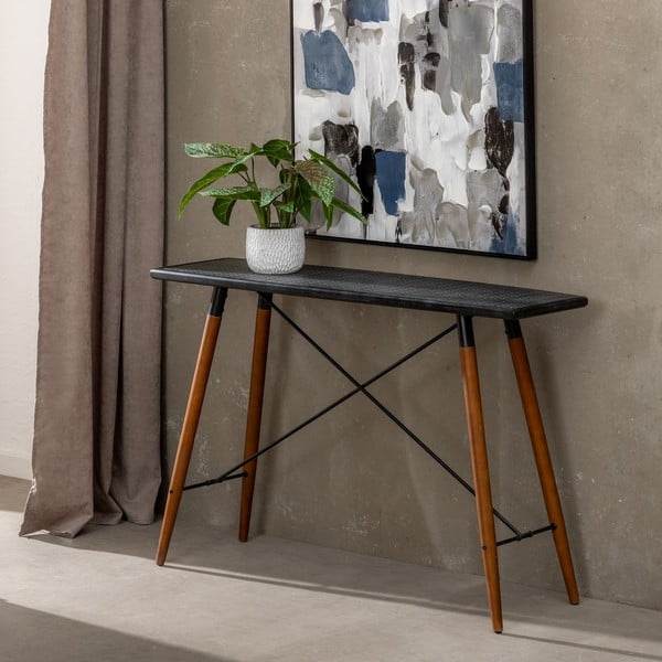 Czarna metalowa konsola 38x120 cm Oslo – Ixia-image-2