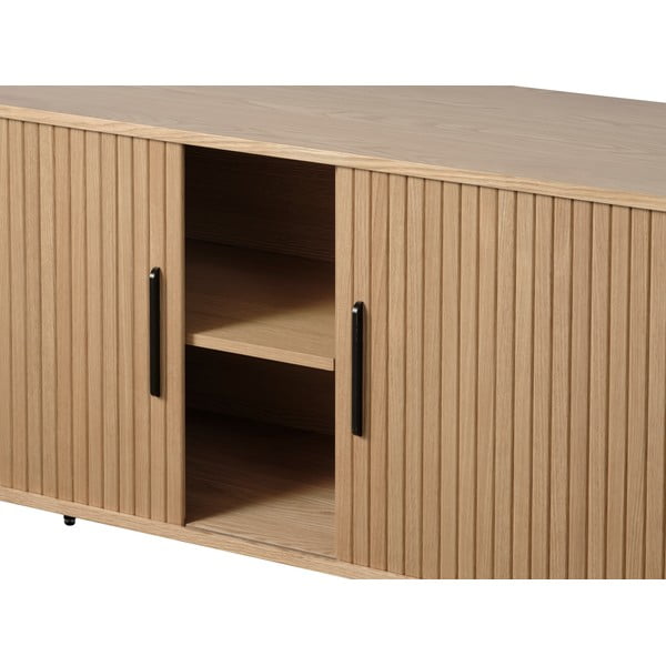 Niska komoda w dekorze dębu z drzwiami przesuwnymi 76x180 cm Nola – Unique Furniture-image-4