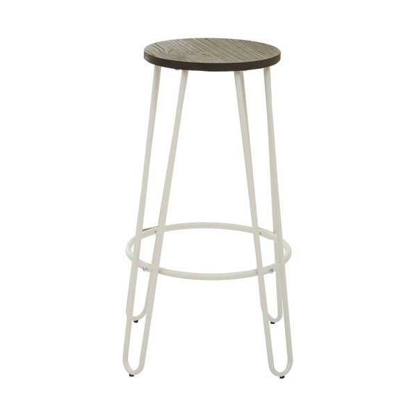 Biały/w naturalnym kolorze hoker z litego drewna wiązu (wysokość siedziska 75 cm) District – Premier Housewares-image-2