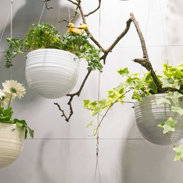 Biała ceramiczna wisząca doniczka Big pots Bergamo, ø 18 cm-image-1