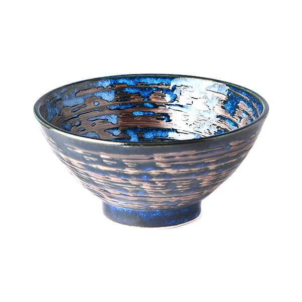 Niebieska miska ceramiczna MIJ Copper Swirl, ø 16 cm