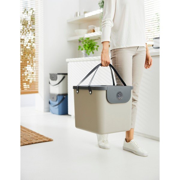 Jasnobrązowy kosz na śmieci do segregacji odpadów z plastiku z recyklingu 40 l Albula – Rotho-image-1