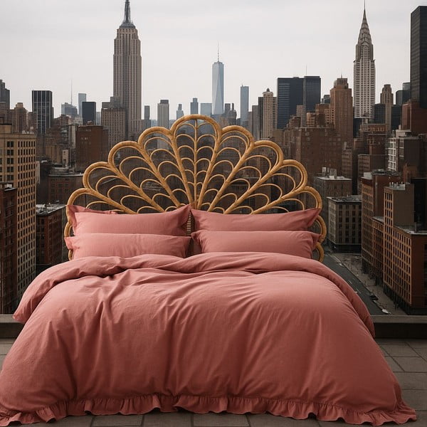 Różowa pościel dwuosobowa z bawełny renforcé 240x220 cm Ruffle Striped – Mila Home Luxury-image-3