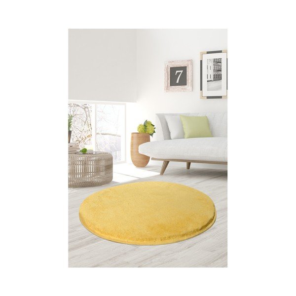 Żółty dywan Milano, ⌀ 90 cm