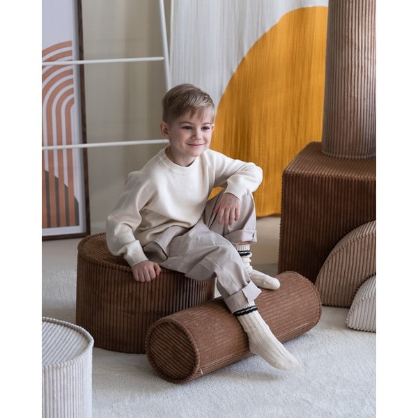 Brązowy sztruksowy puf dziecięcy – Wigiwama-image-1