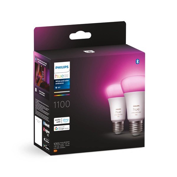 Inteligentne żarówki zestaw 2 szt. LED z gwintem E27, 11 W zestaw 2 szt.  White and color ambiance – Philips Hue-image-2